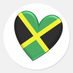 Sticker Rond Drapeau jamaïcain de coeur