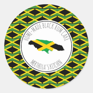 Sticker Rond Drapeau jamaïcain NOIR CAKE RUM FAIT À LA MAISON