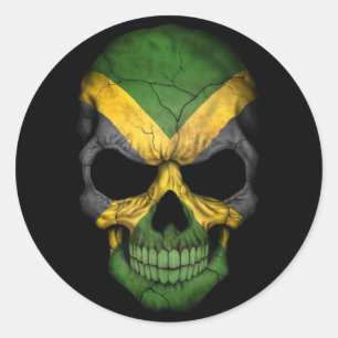 Sticker Rond Drapeau jamaïcain sur noir