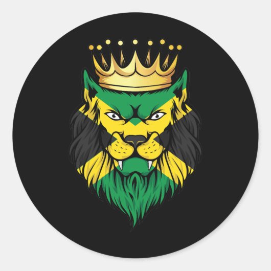 Sticker Rond Drapeau Jamaïque Lion King (Devant)