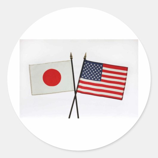 STICKER ROND DRAPEAU JAPON AMÉRICAIN (Devant)
