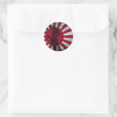 Sticker Rond Drapeau japonais de Samurai (Sac)