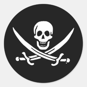 Sticker Rond Drapeau Jolly roger de pirate