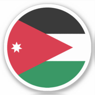 Sticker rond Drapeau Jordanie