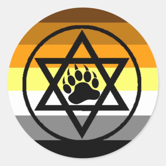 Sticker Rond Drapeau juif de fierté d'ours (Devant)