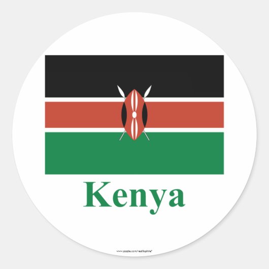 Sticker Rond Drapeau Kenya avec nom (Devant)