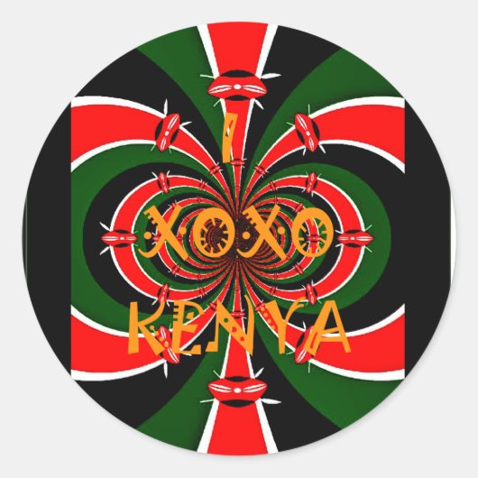 Sticker Rond Drapeau Kenya d'inspiration africaine - Art Abstra (Devant)