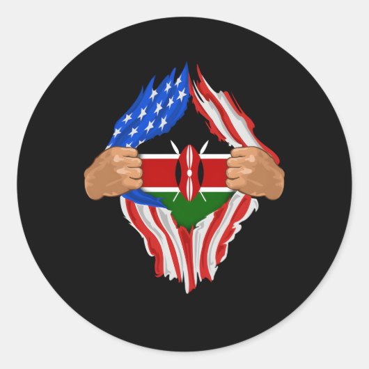 Sticker Rond Drapeau kenyan (Devant)