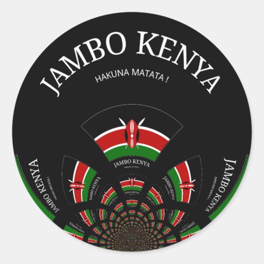Sticker Rond Drapeau kényan inspiré Jambo Welcome Design Art (Devant)