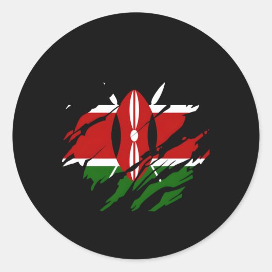 Sticker Rond Drapeau kényan Kenya (Devant)