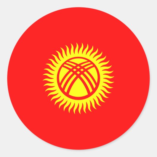 Sticker Rond Drapeau kirghize, drapeau du Kirghizistan (Devant)