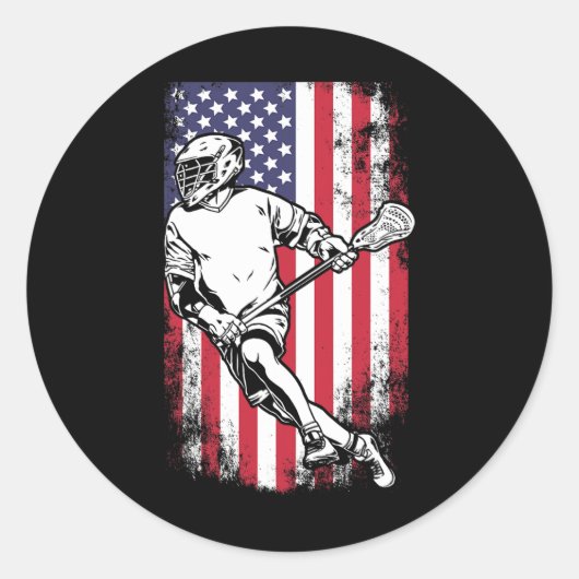 Sticker Rond Drapeau Lacrosse Us (Devant)