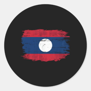 Sticker Rond Drapeau Laos Pour Laotien