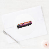 Sticker Rond Drapeau lesbien 3D (Enveloppe)