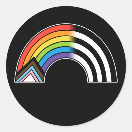 Sticker Rond Drapeau LGBT Ally Drapeau Progrès Fierté Drapeau D (Devant)