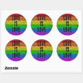 Sticker Rond Drapeau LGBT dynamique Sparkle Love personnaliser (Feuille)