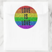 Sticker Rond Drapeau LGBT dynamique Sparkle Love personnaliser (Sac)