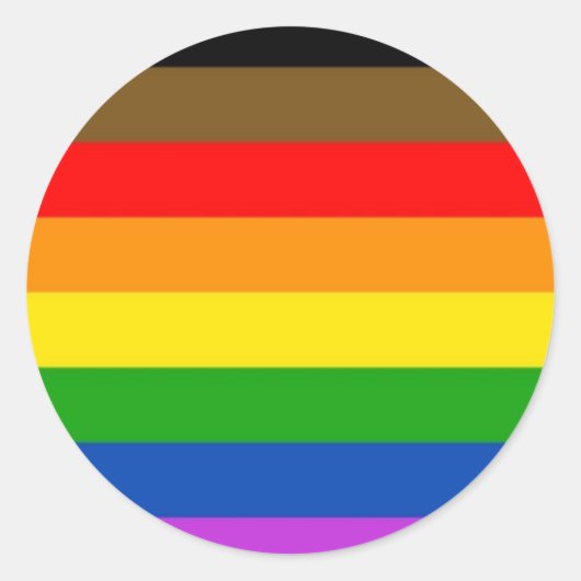 Sticker Rond Drapeau LGBT Pride inclusif (Devant)