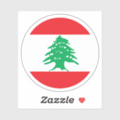 Sticker rond Drapeau Liban (Feuille)