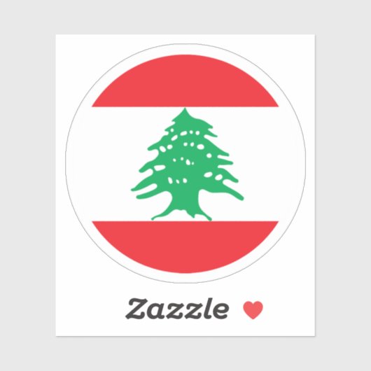 Sticker rond Drapeau Liban (Feuille)