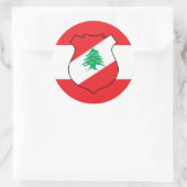 Sticker Rond Drapeau libanais et armoiries du Liban (Sac)