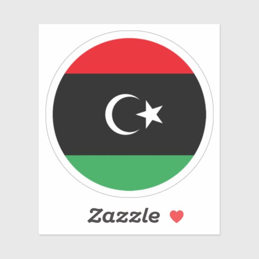 Sticker rond Drapeau Libye (Feuille)