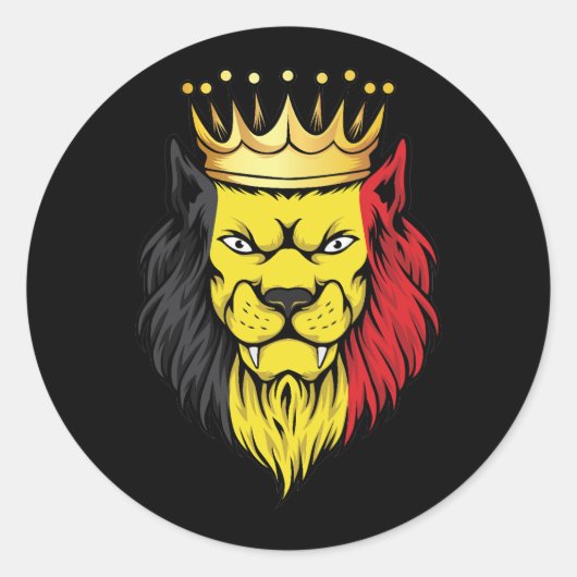 Sticker Rond Drapeau Lion King Belgique (Devant)