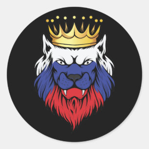 Sticker Rond Drapeau Lion Roi Russie