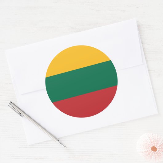 Sticker Rond Drapeau lituanien (Enveloppe)
