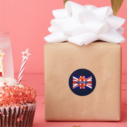 Sticker Rond Drapeau Londres Metro/Angleterre (Fête)