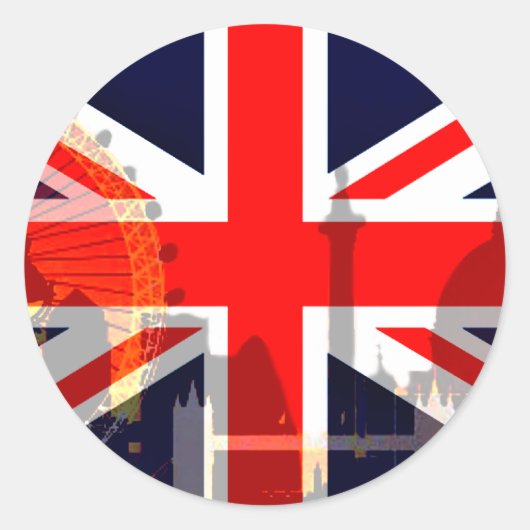 Sticker Rond Drapeau Londres-Royaume-Uni_ (Devant)