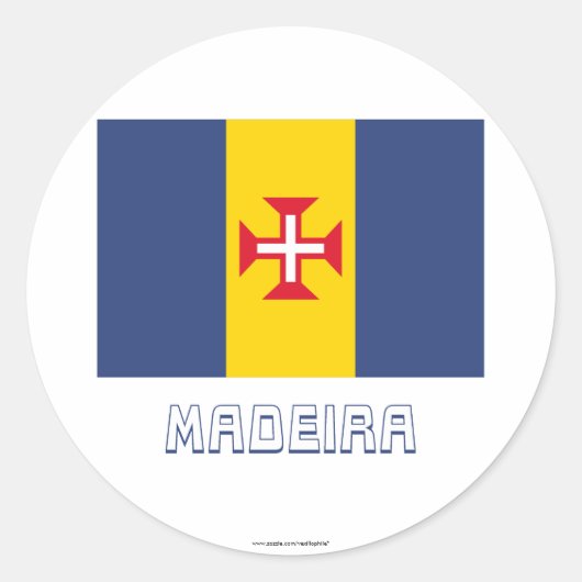 Sticker Rond Drapeau Madère avec nom (Devant)