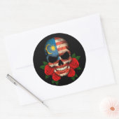 Sticker Rond Drapeau malaisien avec des roses rouges (Enveloppe)