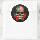 Sticker Rond Drapeau malaisien avec des roses rouges (Sac)
