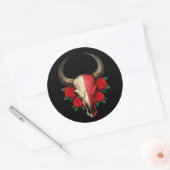 Sticker Rond Drapeau maltais Taureau avec Roses rouges (Enveloppe)