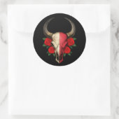 Sticker Rond Drapeau maltais Taureau avec Roses rouges (Sac)