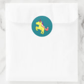 Sticker Rond Drapeau Mane caricature Unicorn Yellow Patriotic U (Sac)