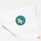 Sticker Rond Drapeau Mane caricature Unicorn Yellow Patriotic U (Enveloppe)
