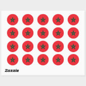Sticker Rond Drapeau Marocain Rouge Vert Étoile (Feuille)