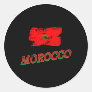 Sticker Rond Drapeau Marocain Vintage Marocain Fiers Amoureux 2