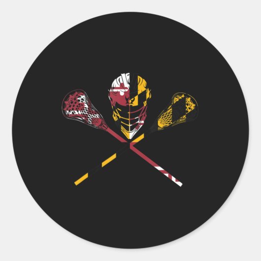 Sticker Rond Drapeau Maryland Lacrosse Boys Hommes Women's Coll (Devant)