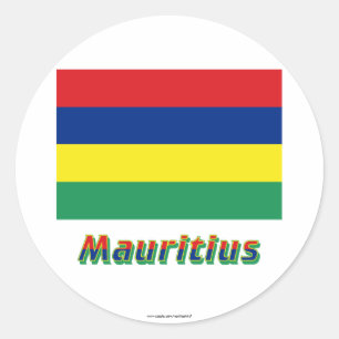 Sticker Rond Drapeau Maurice avec nom