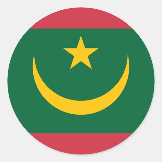 Sticker Rond Drapeau mauritanien, Drapeau mauritanien (Devant)