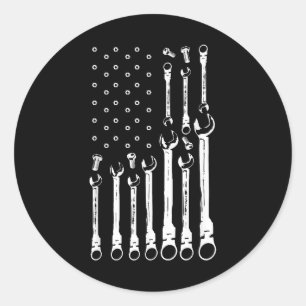 Sticker Rond Drapeau mécanique Drapeau patriotique américain Mé