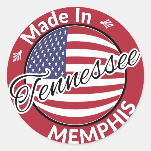 Sticker Rond Drapeau Memphis Tennessee USA (Devant)