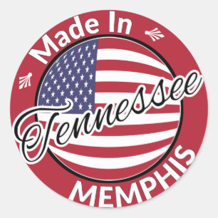 Sticker Rond Drapeau Memphis Tennessee USA