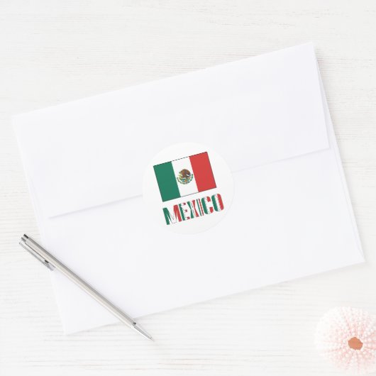 Sticker Rond Drapeau mexicain (Enveloppe)