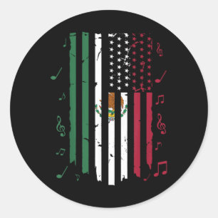 Sticker Rond Drapeau mexicain américain Drapeau mexicain