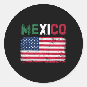 Sticker Rond Drapeau mexicain américain Drapeau mexicain