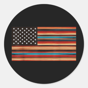 Sticker Rond Drapeau mexicain américain Serape Cinco De Mayo Fi